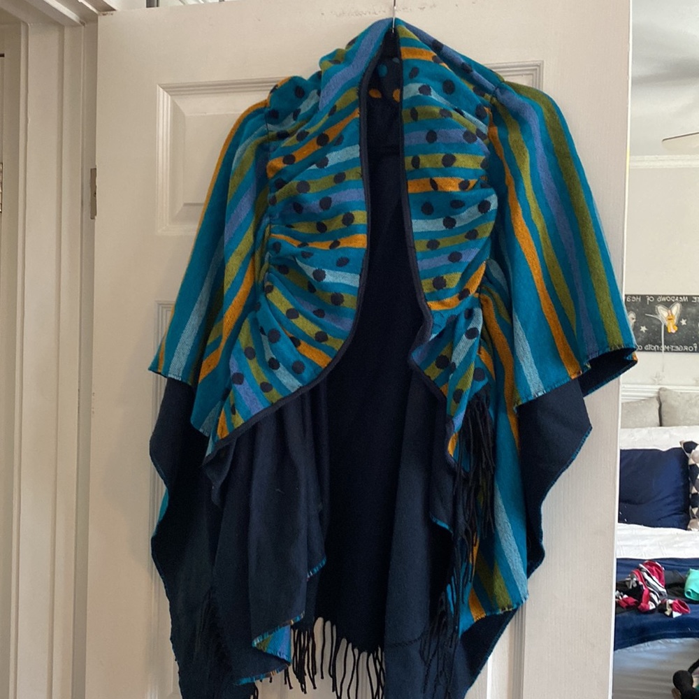 O/S, beautiful, reversible, made in France, open jacket/cape. Rich colours! - Picture 3 of 6